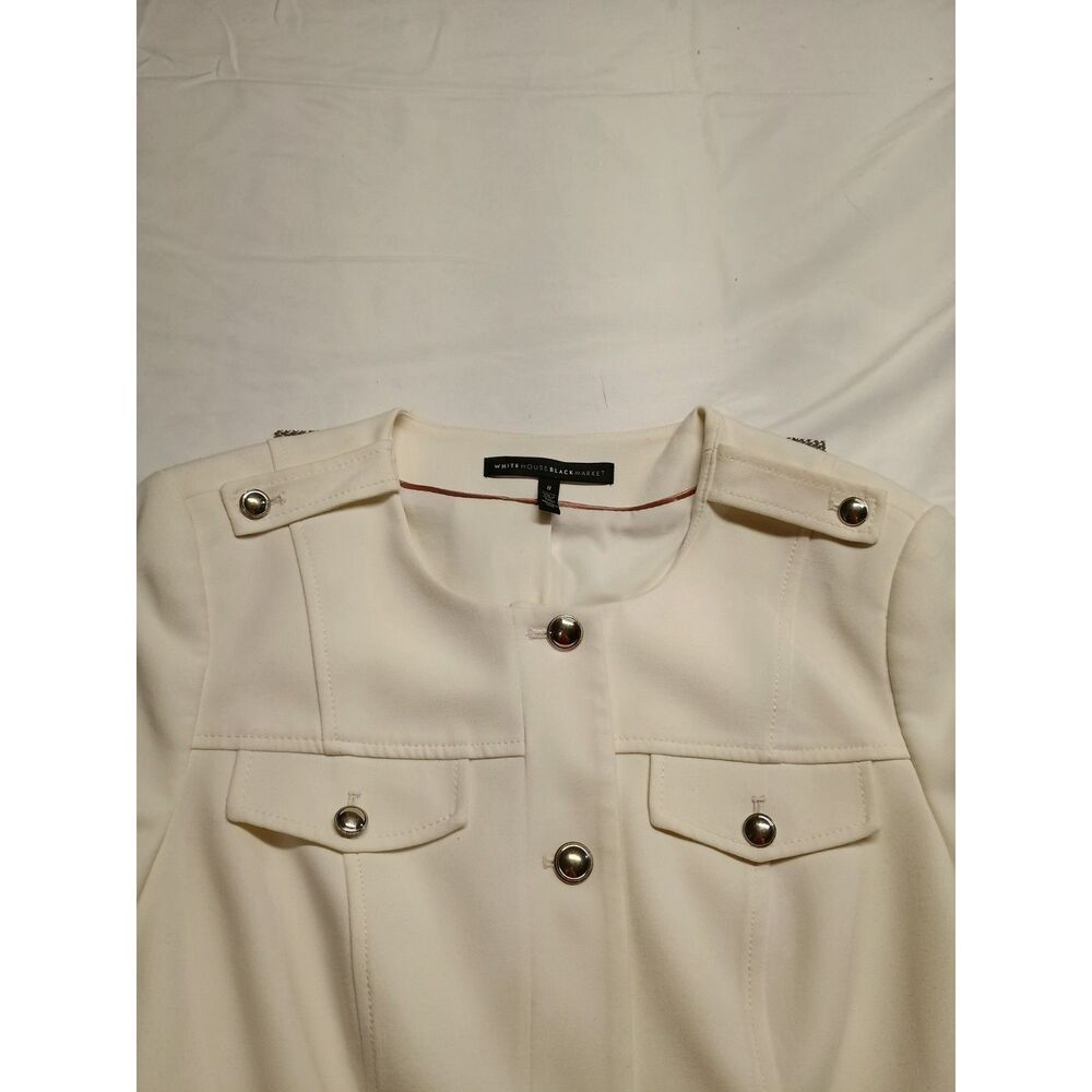 White House Black Market Cropped bell Flare Sleeve Peplum blazer White Size 8